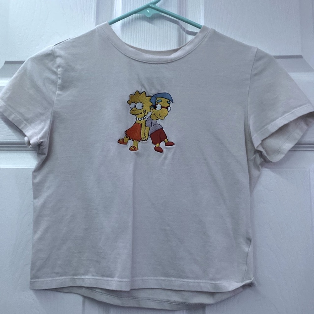 White Simpsons Crop Top